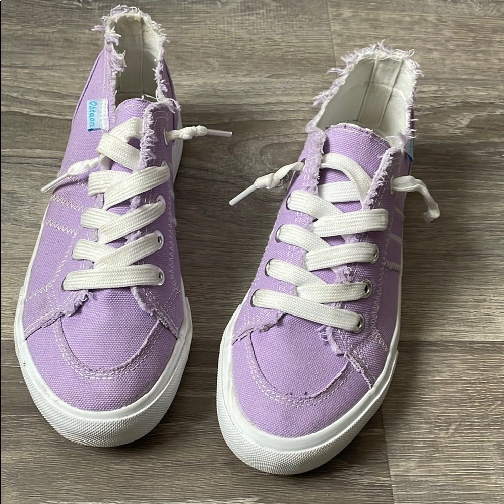 Purple and White Canvas Sneakers - Picture 2 of 3